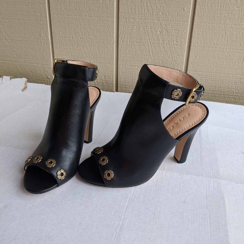 Coach Eddison leather open toe slingback sandals